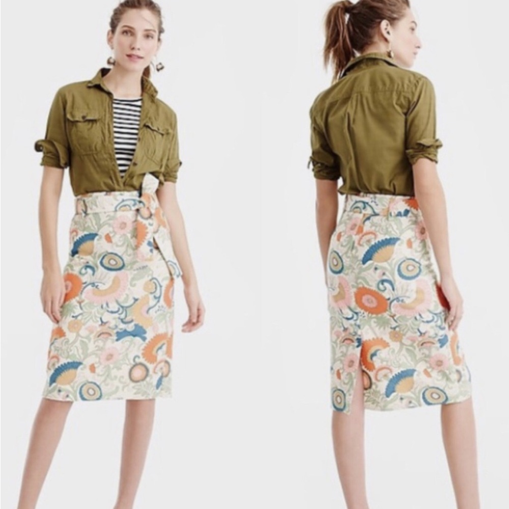 J.Crew Rare Retro Floral Print Pencil Skirt Multicolor